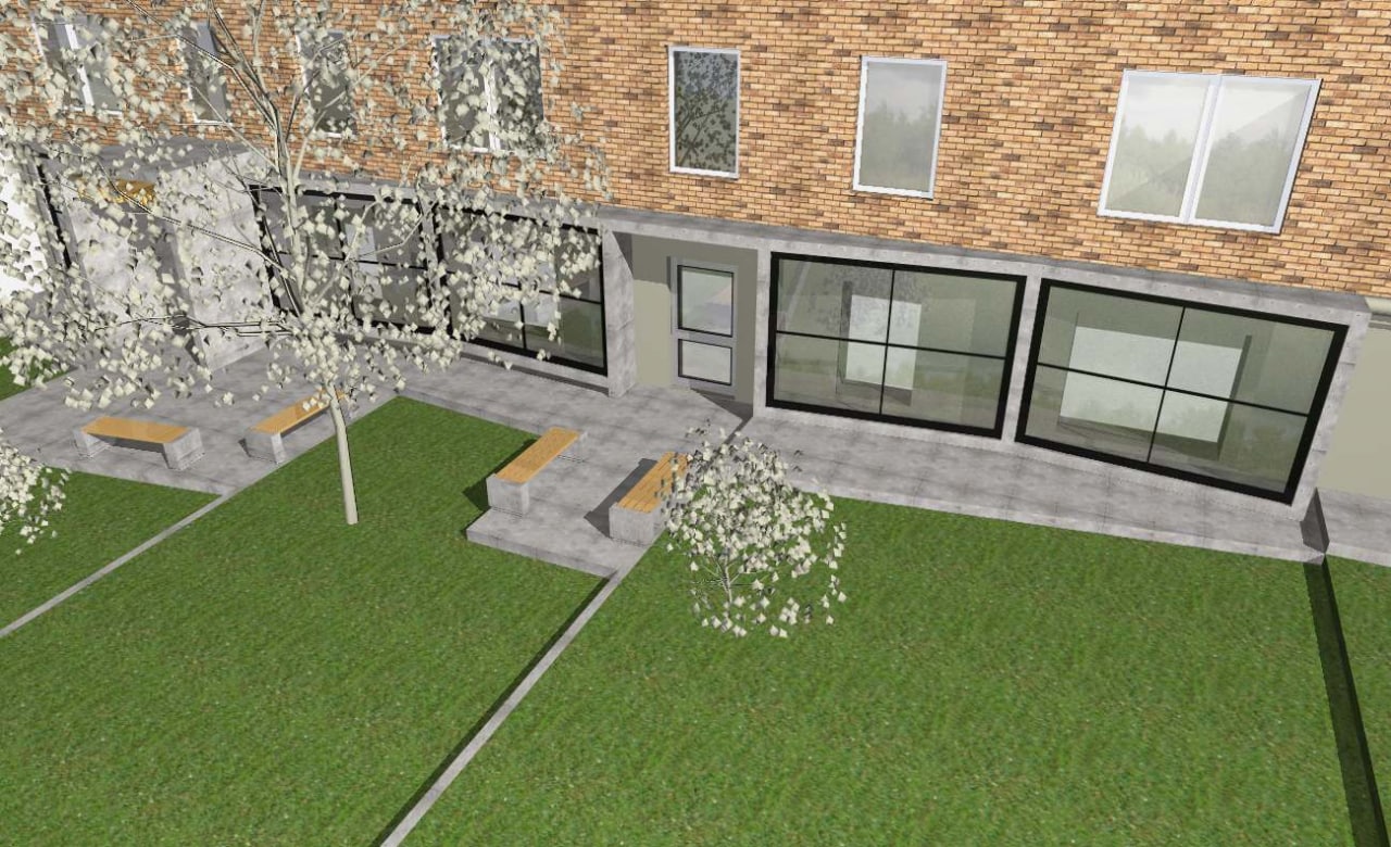 Вхідна група з прибудовою  для офісу компанії Talant school Наталі Могилевської